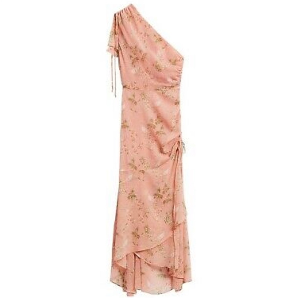 Feminine Summer Floral Ruched One-Shoulder Dress size 4 (Small) - Picture 4 of 13